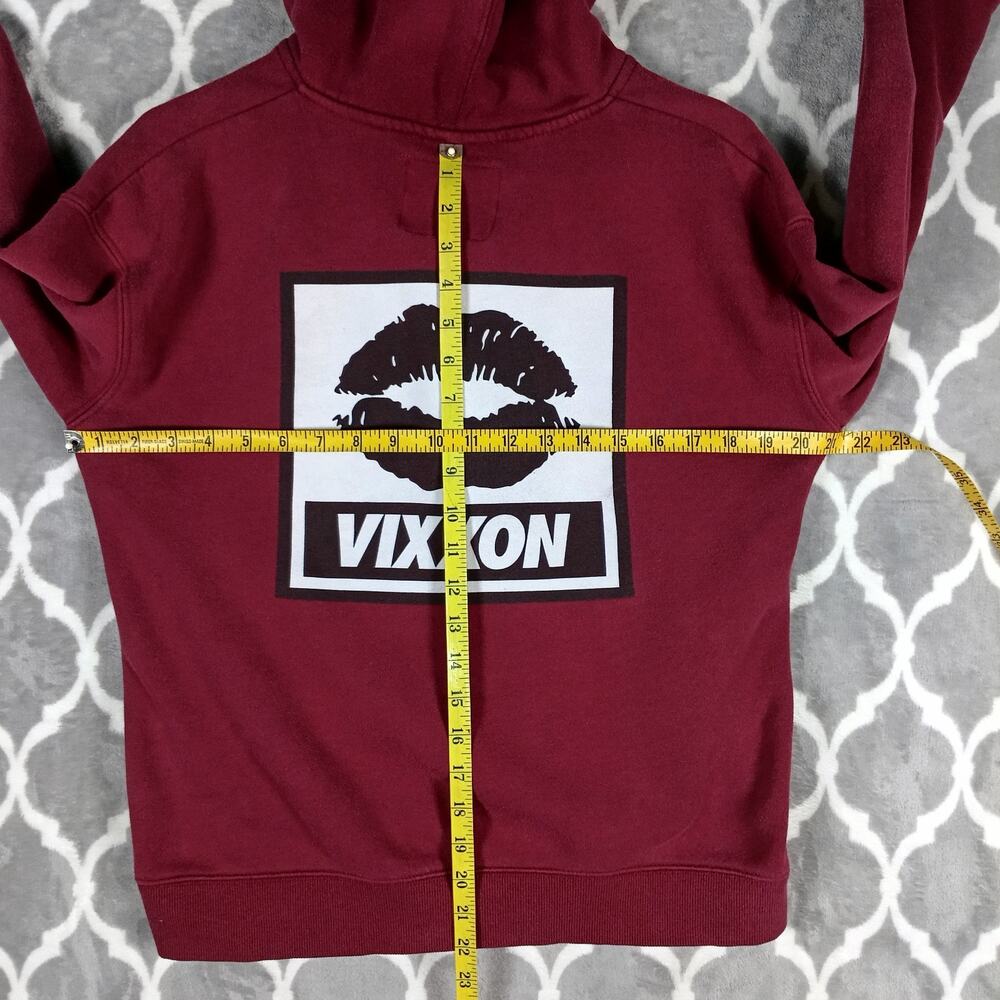 Vixxon Dixxon Hoodie Women Size Medium Burgundy Red Full Zip Lips - Picture 4 of 11